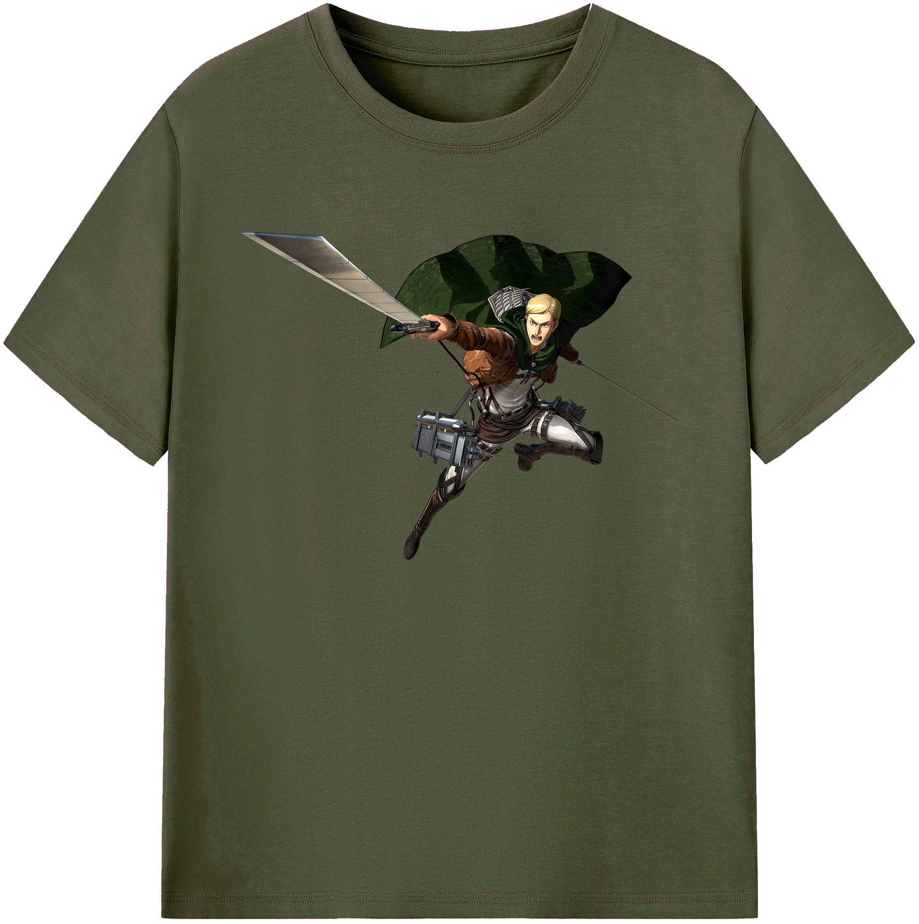 （画像用） 進撃の巨人 エルヴィン・スミス Attack on Titan Erwin Smith 綿100％ メンズ半袖Tシャツ｜肌触りやわらか＆通気性